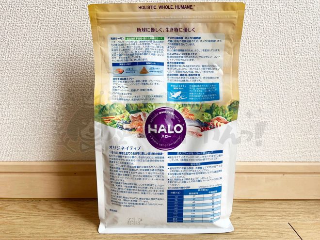 ハロードッグフードの背面