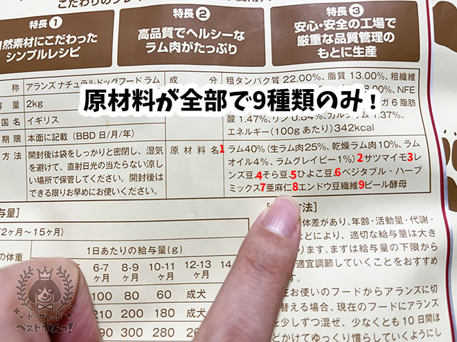 原材料が少ないドッグフードの表